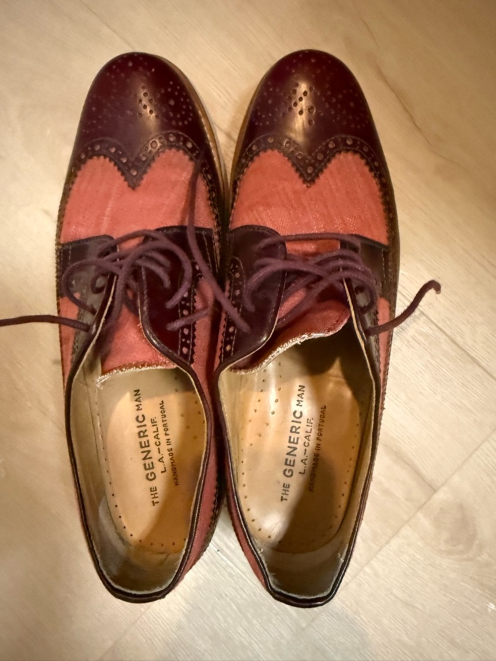 Burgundy and Rust Two-Tone Wingtip Oxfords - Picture 5 of 5